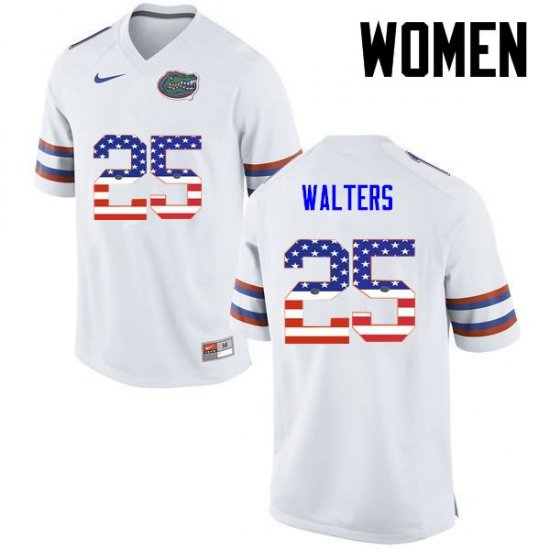 Women's Florida Gators #25 Brady Walters NCAA Nike White USA Flag Fashion Authentic Stitched College Football Jersey QLU4262JP